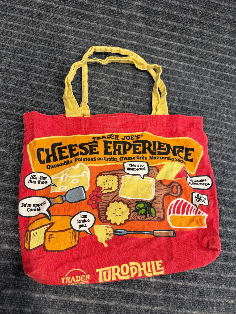Trader Joe's Cheese Experience Adventures Turophile Canvas Shopping Tote Bag Red